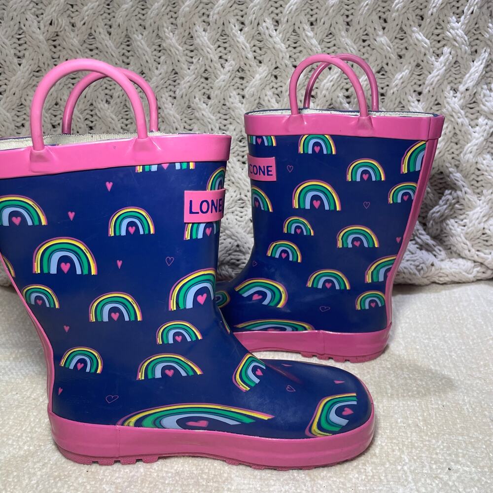LONE CONE GIRL RAIN BOOTS RAINBOW SIZE 13 - Picture 5 of 10
